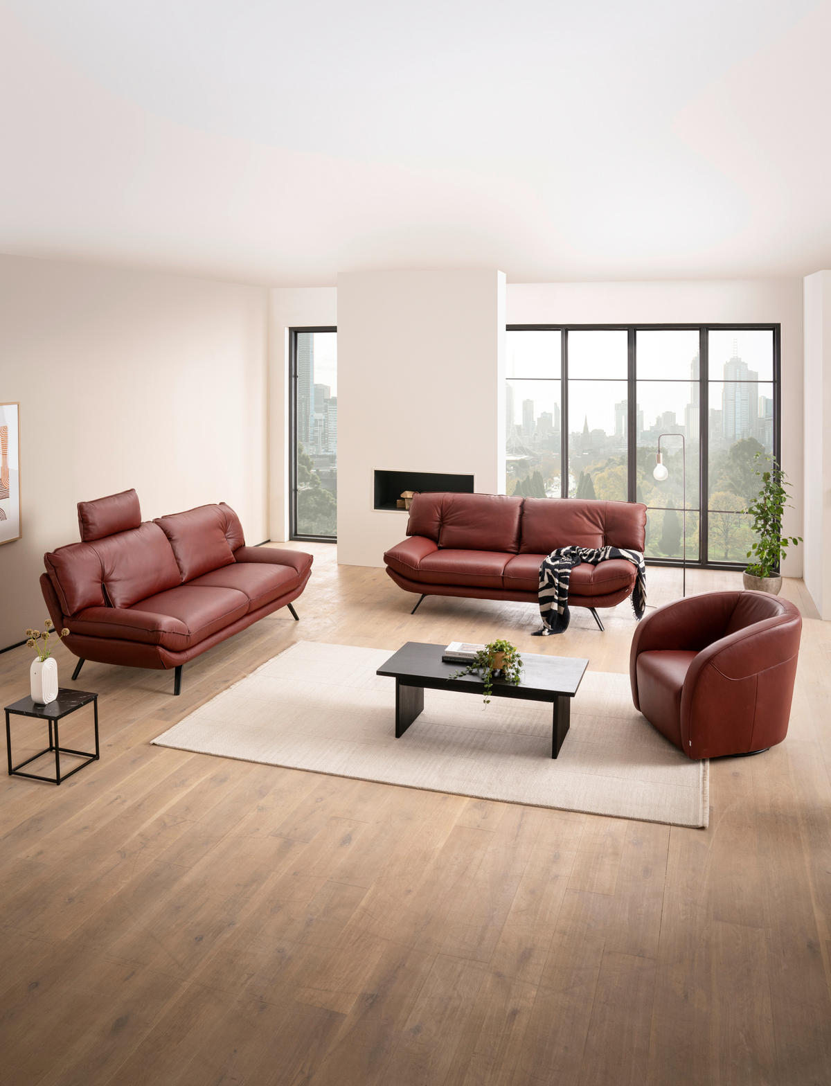 SESSEL in Echtleder Bordeaux  - Bordeaux/Schwarz, Design, Leder/Kunststoff (80/78/82cm) - Celina