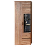 VITRINE  in furniert, massiv Eiche Anthrazit, Eiche Bianco  - Eiche Bianco/Anthrazit, Natur, Glas/Holz (75/207/42cm) - Linea Natura