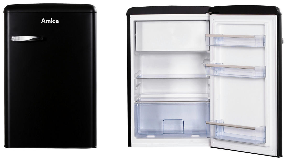 KÜHLSCHRANK 55/86/61,5 cm KS 15617 MS  - Schwarz, Basics, Glas/Metall (55/86/61,5cm) - Amica