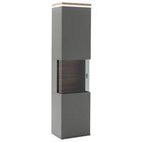 VITRINE Neapel Neapel Grau, Eiche Wotan  50/208/37 cm  - Eiche Wotan/Grau, Design, Glas/Holzwerkstoff (50/208/37cm) - Stylife
