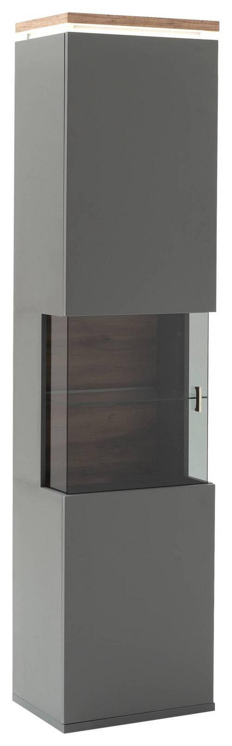 VITRINE Neapel Neapel Grau, Eiche Wotan  50/208/37 cm  - Eiche Wotan/Grau, Design, Glas/Holzwerkstoff (50/208/37cm) - Stylife
