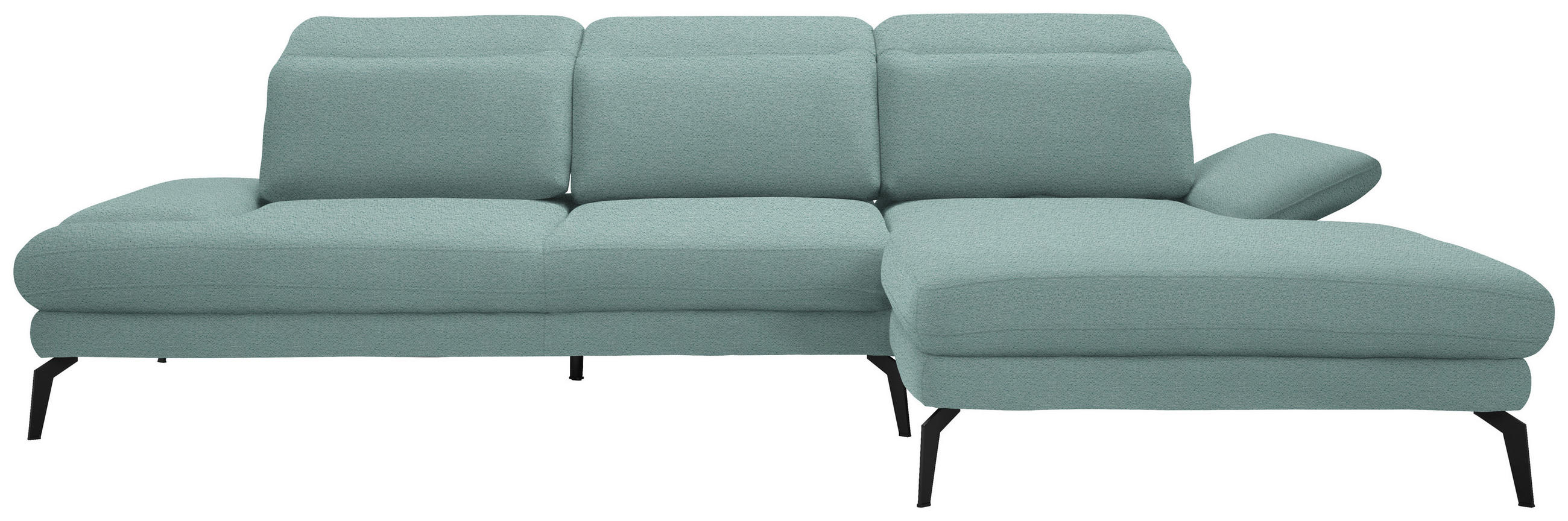 ECKSOFA Türkis Webstoff  - Türkis/Schwarz, Design, Textil/Metall (289/180cm) - Stylife