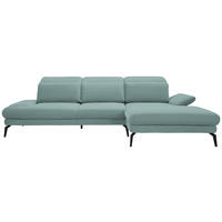 ECKSOFA in Webstoff Türkis  - Türkis/Schwarz, Design, Textil/Metall (289/180cm) - Stylife