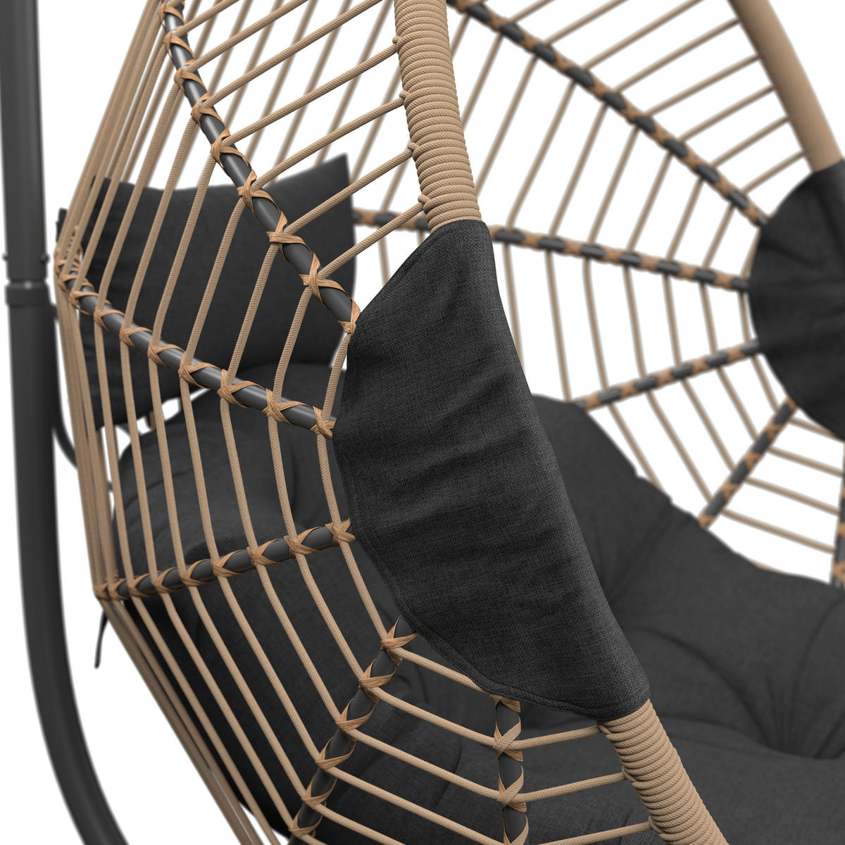 HÄNGESESSEL - Anthrazit/Naturfarben, Design, Kunststoff/Textil (99/200/106cm) - Ambia Garden