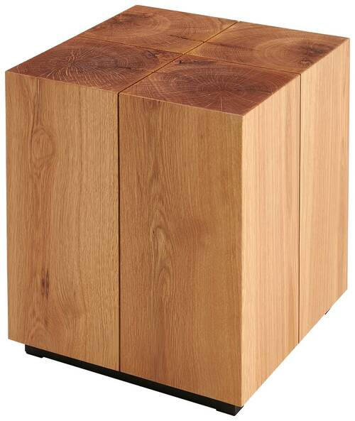 BEISTELLTISCH Eiche furniert, massiv Naturfarben, Schwarz quadratisch  - Schwarz/Naturfarben, Design, Holz/Holzwerkstoff (40/45/40cm) - Livetastic
