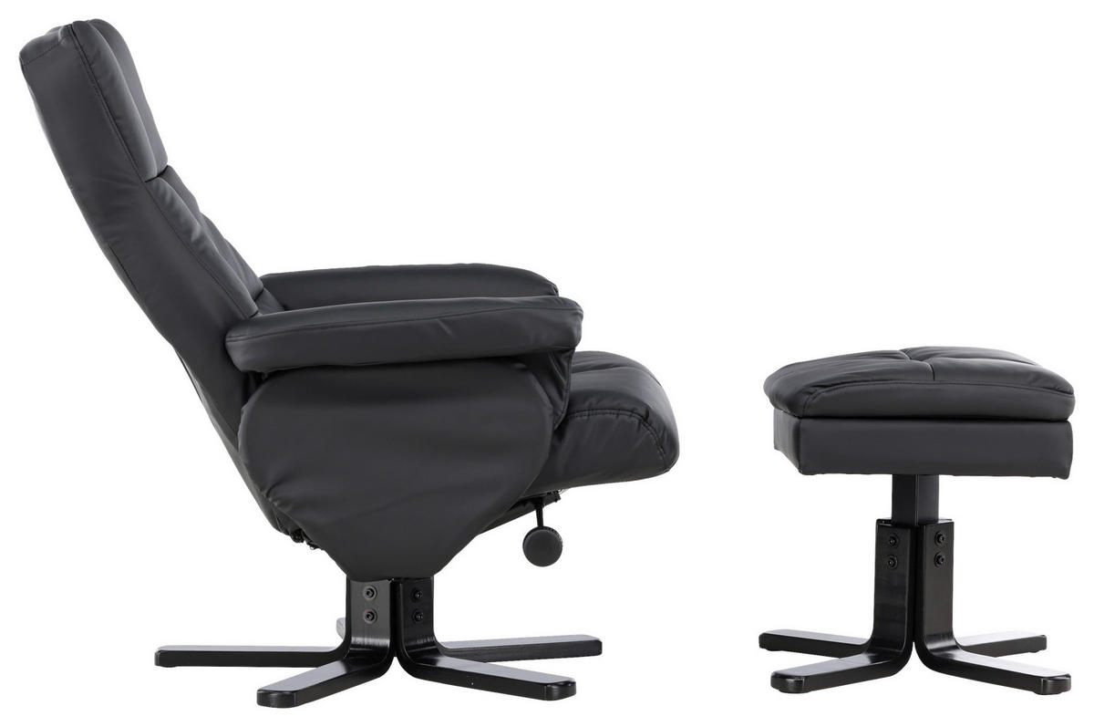 RELAXSESSELSET Lederlook (vegan)    - Schwarz, Design, Textil/Metall (78/101/90cm) - Livetastic