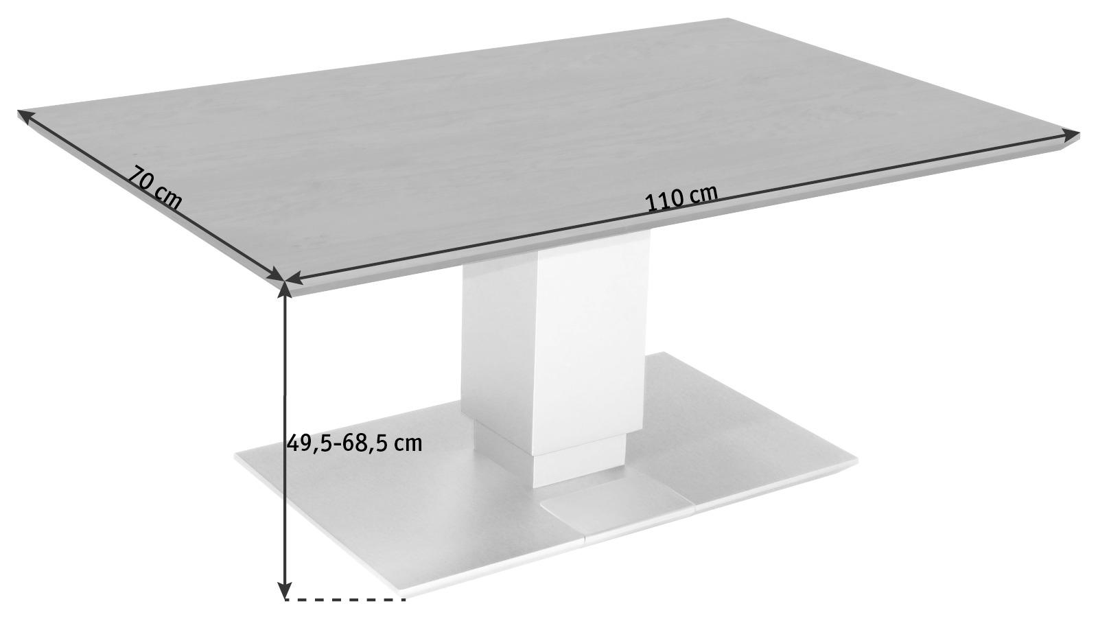 COUCHTISCH in Holz, Metall, Holzwerkstoff 110/70/49,5-68,5 cm  - Edelstahlfarben/Eichefarben, Design, Holz/Holzwerkstoff (110/70/49,5-68,5cm)