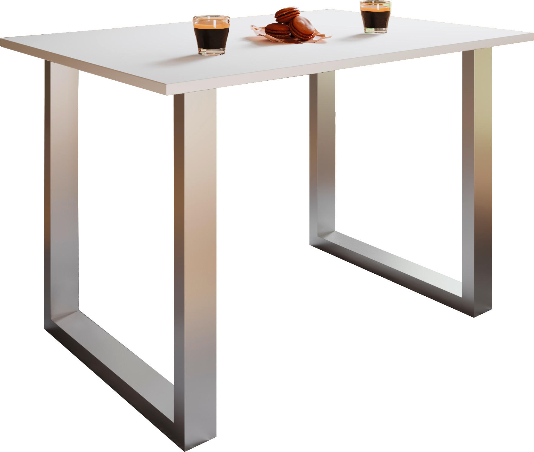SCHREIBTISCH  in Silberfarben, Weiß  - Silberfarben/Weiß, Design, Holzwerkstoff/Metall (110/76/50cm) - MID.YOU