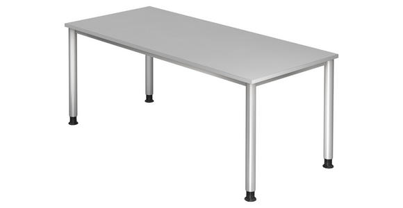 SCHREIBTISCH höhenverstellbar  - Silberfarben/Grau, KONVENTIONELL, Holzwerkstoff/Metall (180/80/68-76cm) - Venda