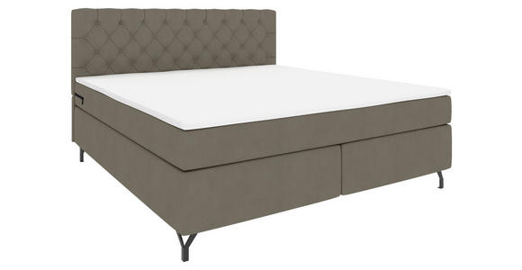 BOXSPRINGBETT 180/200 cm  in Graubraun  - Graubraun/Schwarz, KONVENTIONELL, Textil/Metall (180/200cm) - Carryhome