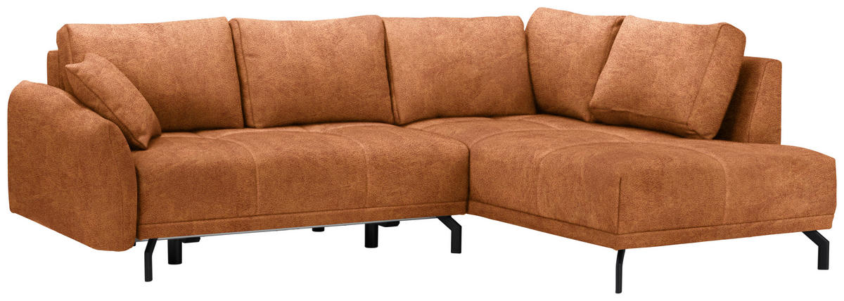 ECKSOFA in Webstoff Rostfarben  250/191 cm  - Rostfarben/Schwarz, Design, Textil/Metall (250/191cm) - Carryhome
