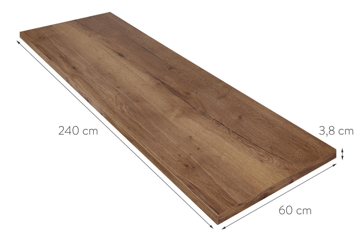 KÜCHENLEERBLOCK 240 cm   in Grau, Eiche dunkel  - Eiche dunkel/Edelstahlfarben, MODERN, Holzwerkstoff/Metall (240cm) - Nobilia