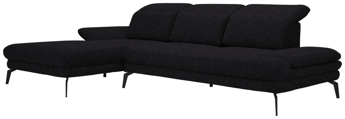 ECKSOFA in Webstoff Schwarz  - Schwarz, Design, Textil/Metall (180/289cm) - Stylife