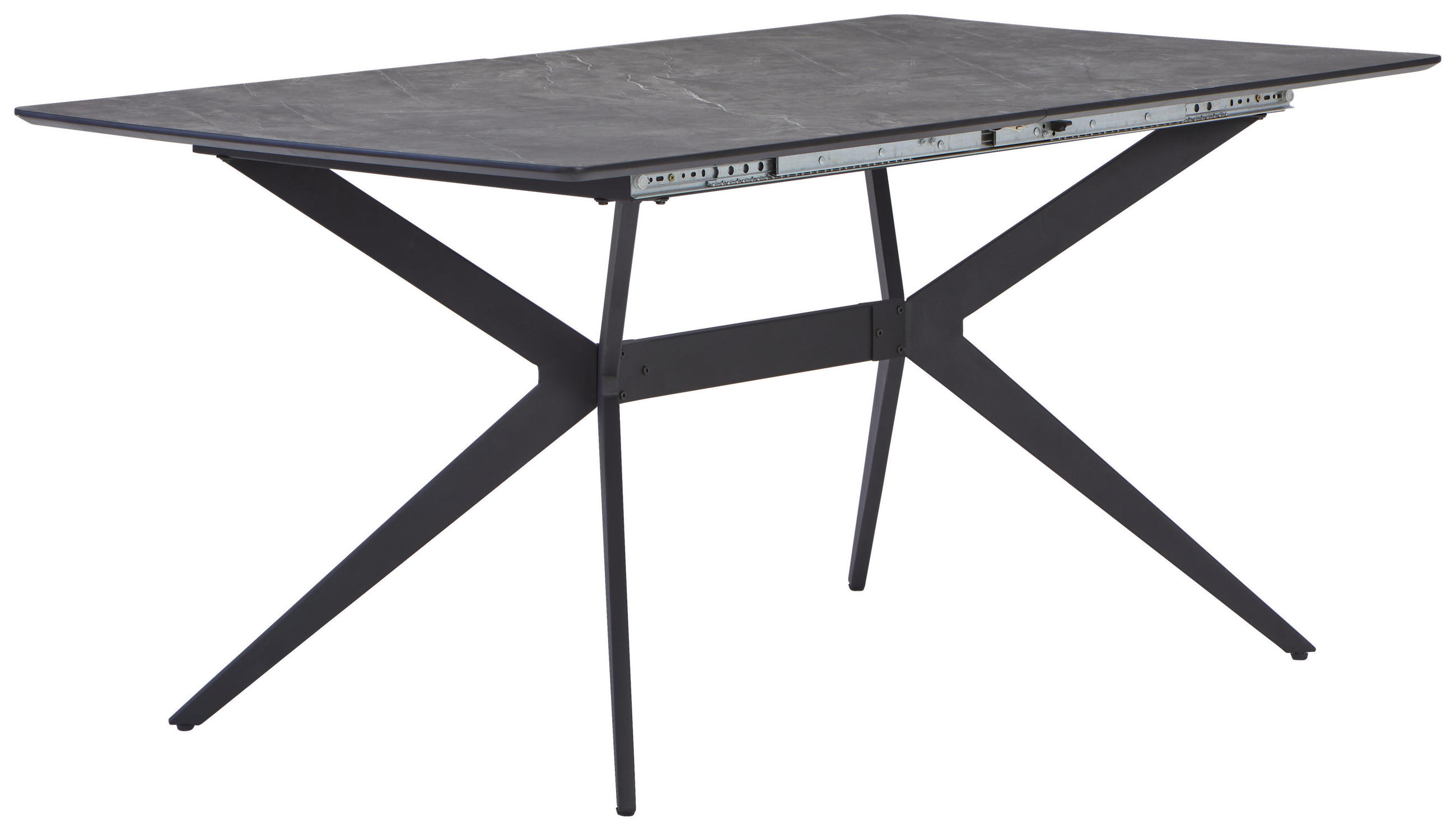 ESSTISCH Grau, Schwarz rechteckig  ausziehbar  - Schwarz/Grau, MODERN, Holzwerkstoff/Metall (160/90/75cm) - MID.YOU