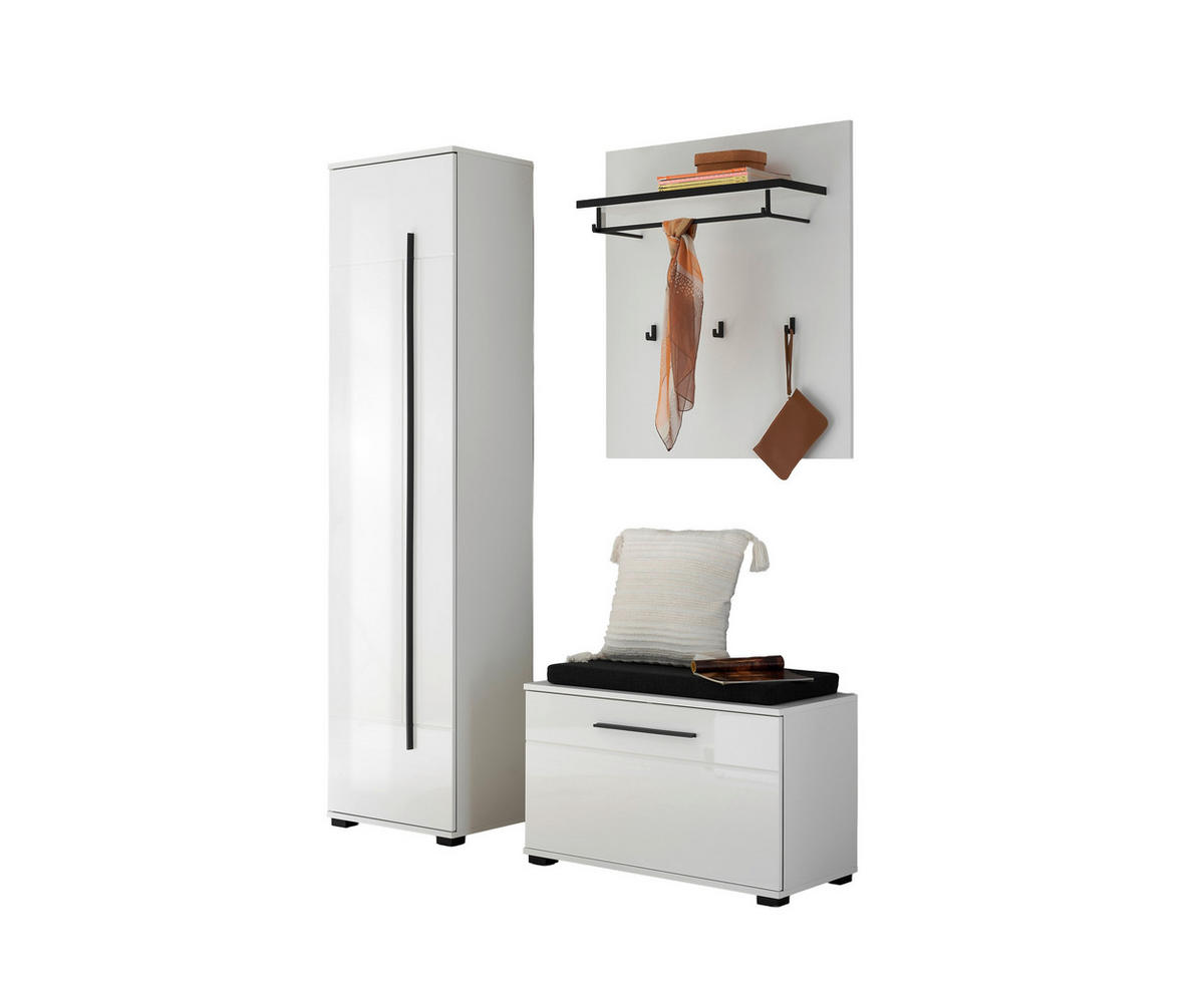 GARDEROBE 4-teilig  in 140/201/39 cm  - Weiß Hochglanz/Weiß, MODERN, Holzwerkstoff (140/201/39cm) - MID.YOU