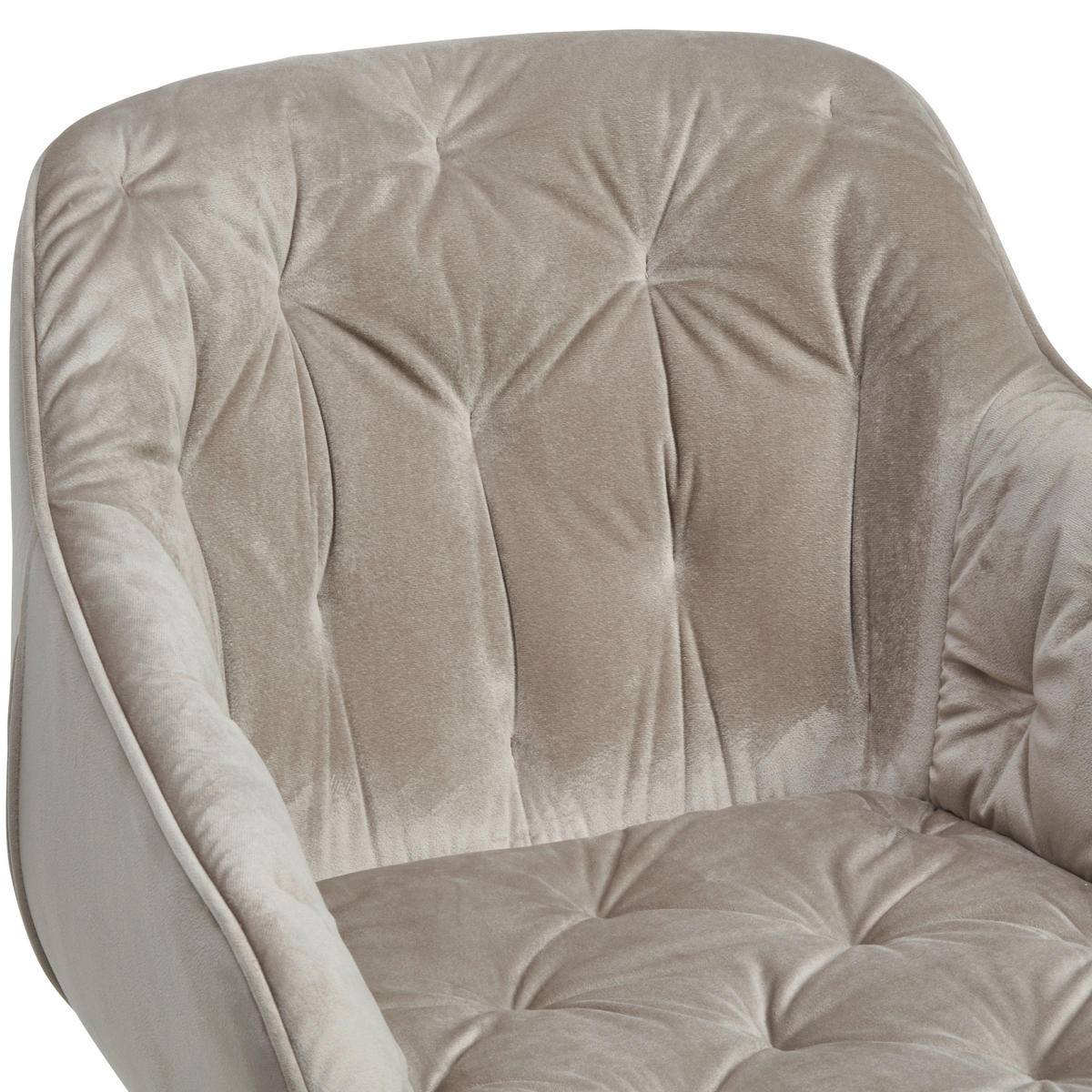 ARMLEHNSTUHL  Sitzfläche 360° drehbar, inklusive Armlehnen Samt  - Hellbraun/Schwarz, Modern, Textil/Metall (60/84/64cm) - Livetastic