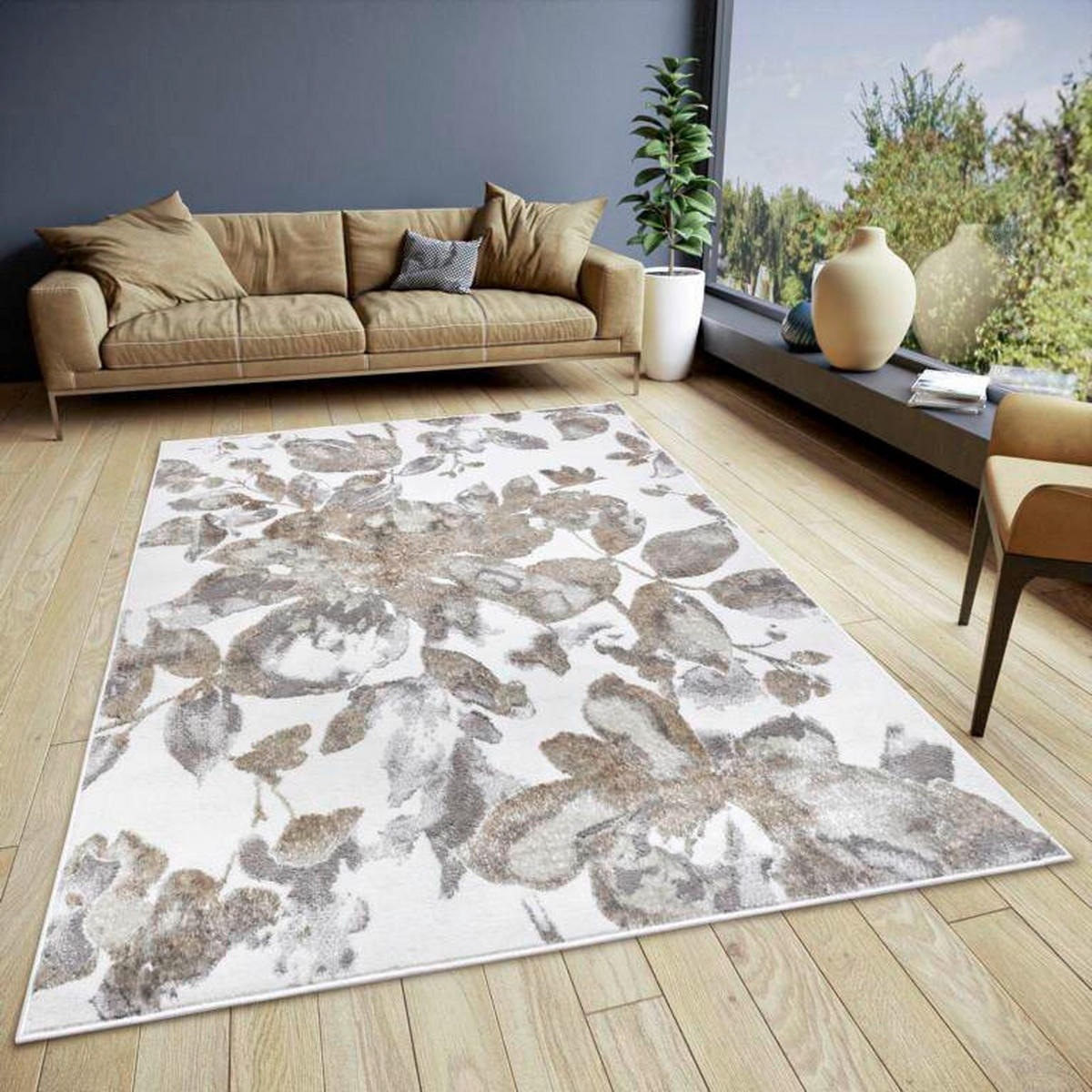 VINTAGE-TEPPICH 57/90 cm Shine Greige, Taupe, Weiß  - Taupe/Greige, Design, Kunststoff (57/90cm) - Hanse Home