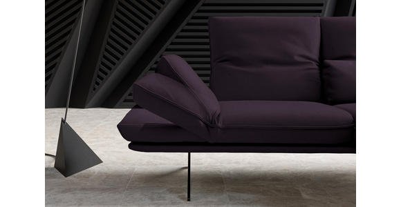 ECKSOFA in Echtleder Violett  - Violett/Schwarz, Design, Leder/Metall (210/130cm) - Dieter Knoll