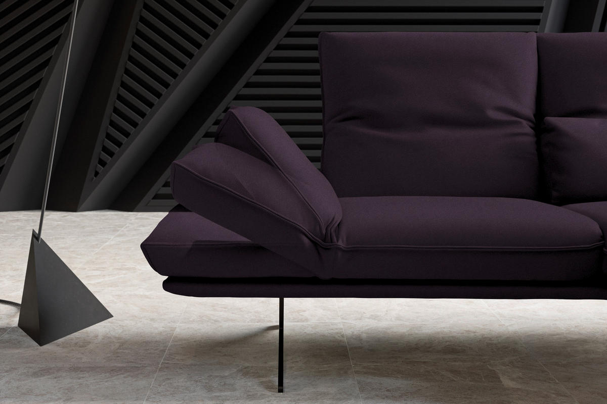ECKSOFA in Echtleder Violett  210/130 cm  - Violett/Schwarz, Design, Leder/Metall (210/130cm) - Dieter Knoll