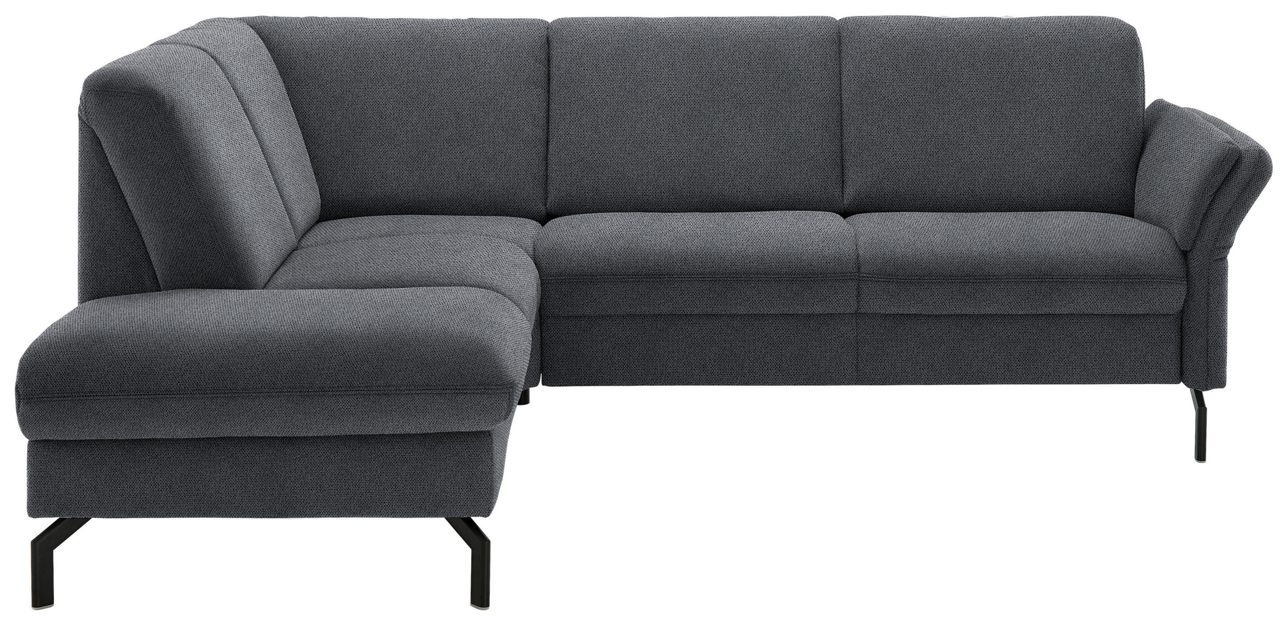 ECKSOFA in Flachgewebe Anthrazit  - Anthrazit/Schwarz, Konventionell, Textil/Metall (190/241cm) - Beldomo Comfort
