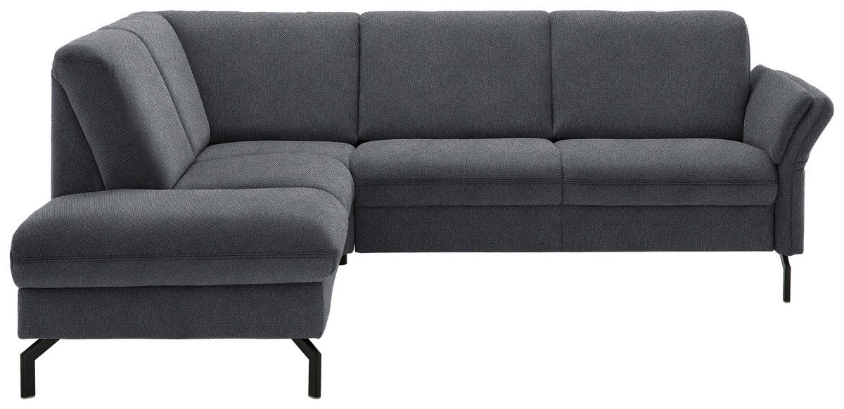 ECKSOFA in Flachgewebe Anthrazit  190/241 cm  - Anthrazit/Schwarz, KONVENTIONELL, Textil/Metall (190/241cm) - Beldomo Comfort