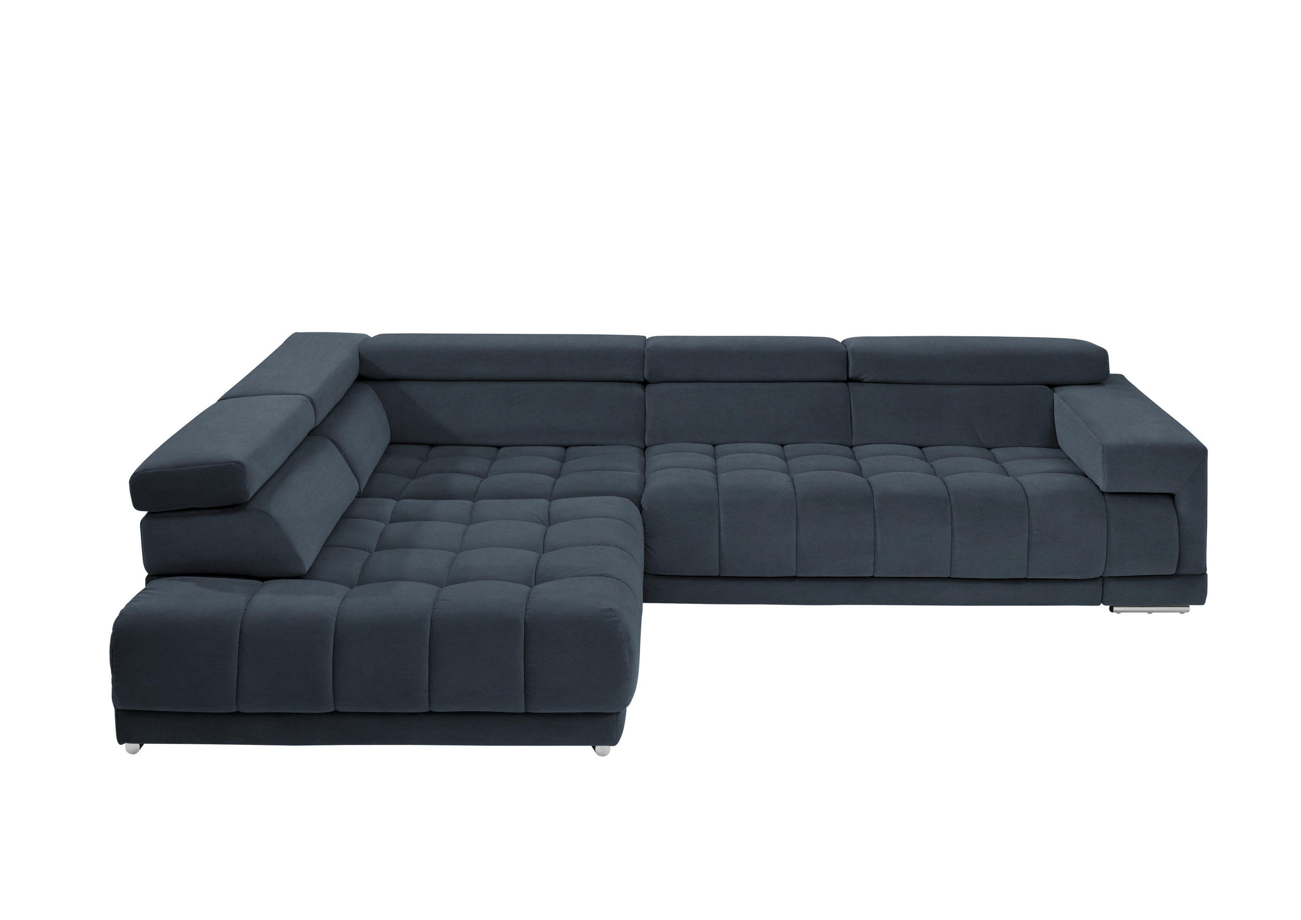 ECKSOFA in Mikrofaser Blaugrau  222/326 cm  - Chromfarben/Blaugrau, Design, Textil/Metall (222/326cm) - Beldomo Speed
