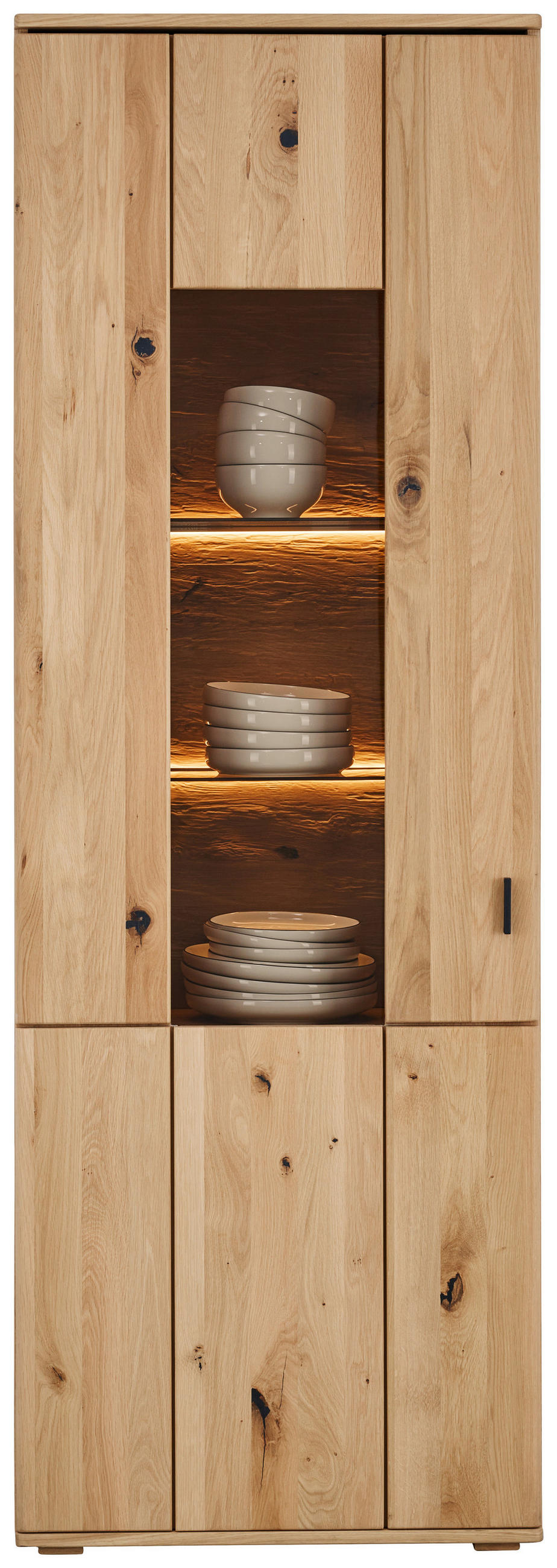 Thumbnail - Hom`in Vitrine, Eiche, Glas, Holzwerkstoff, Eiche, massiv, furniert, 5 Fächer, 70x204x37 cm, Beimöbel erhältlich, Esszim...