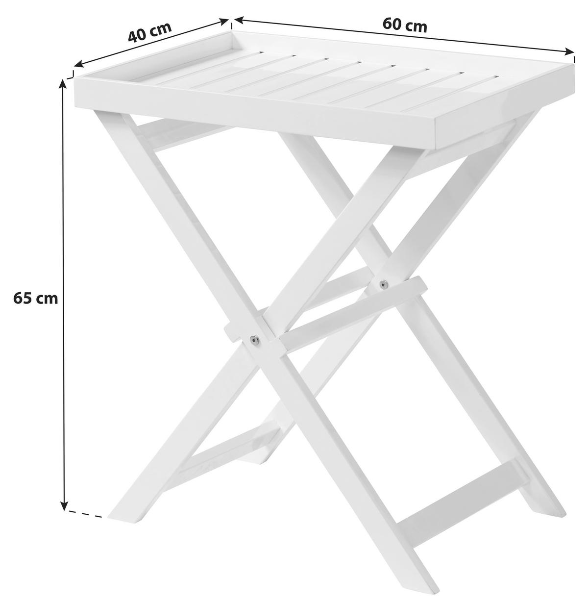 TABLETTTISCH in Holz 60/40/65 cm  - Weiß Hochglanz, KONVENTIONELL, Holz (60/40/65cm) - MID.YOU