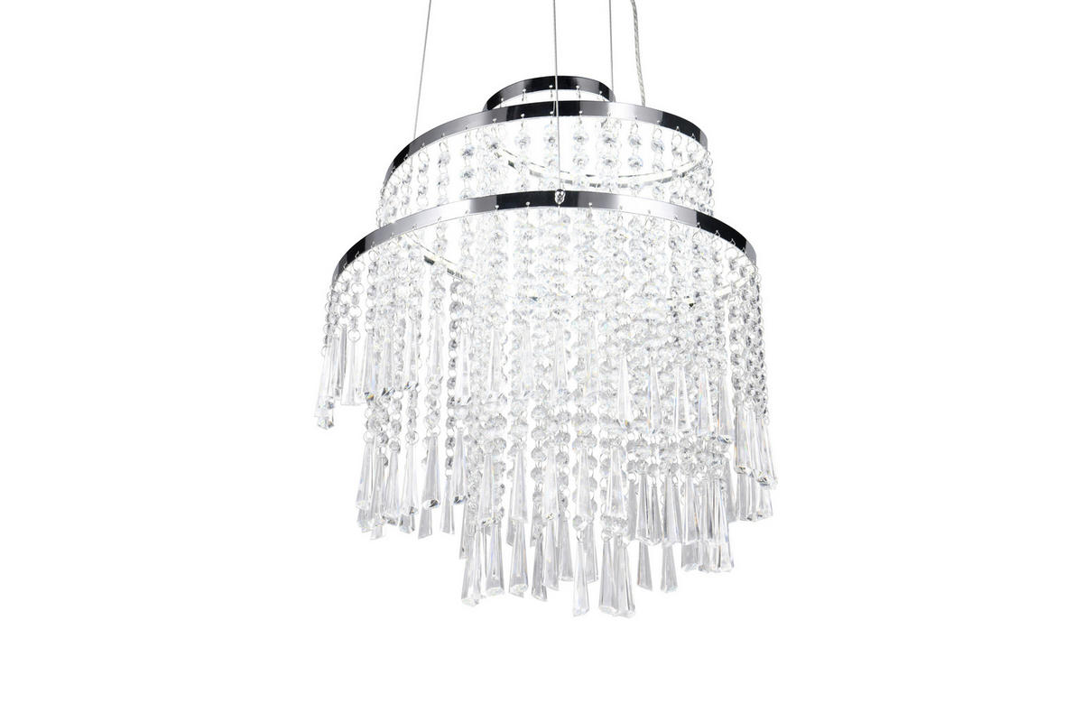 LED-HÄNGLAMPA 38/150 cm  - kromfärg/transparent, Klassisk, metall/plast (38/150cm)