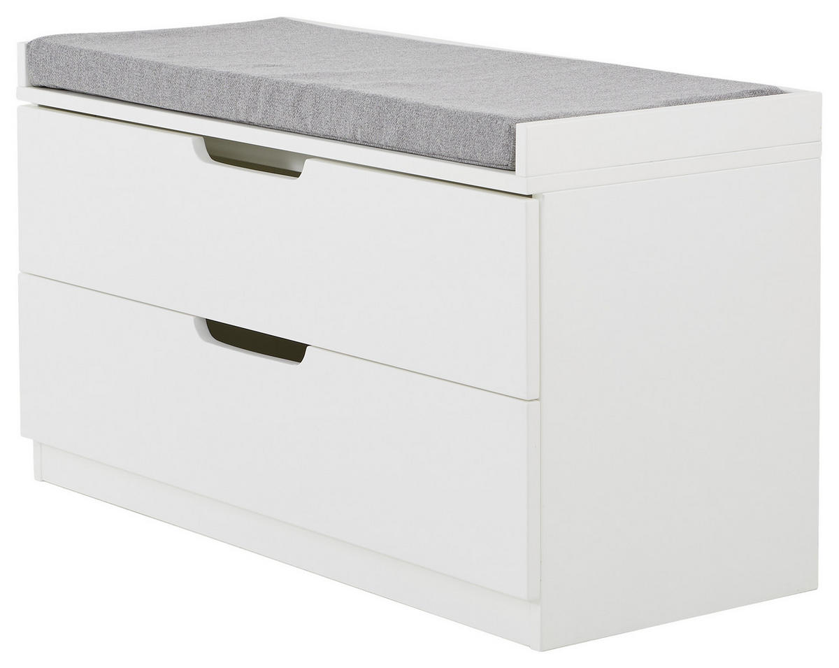 GARDEROBENBANK Vliesstoff Grau, Weiß  - Weiß/Grau, KONVENTIONELL, Holzwerkstoff/Textil (80/44,5/35,5cm) - MID.YOU