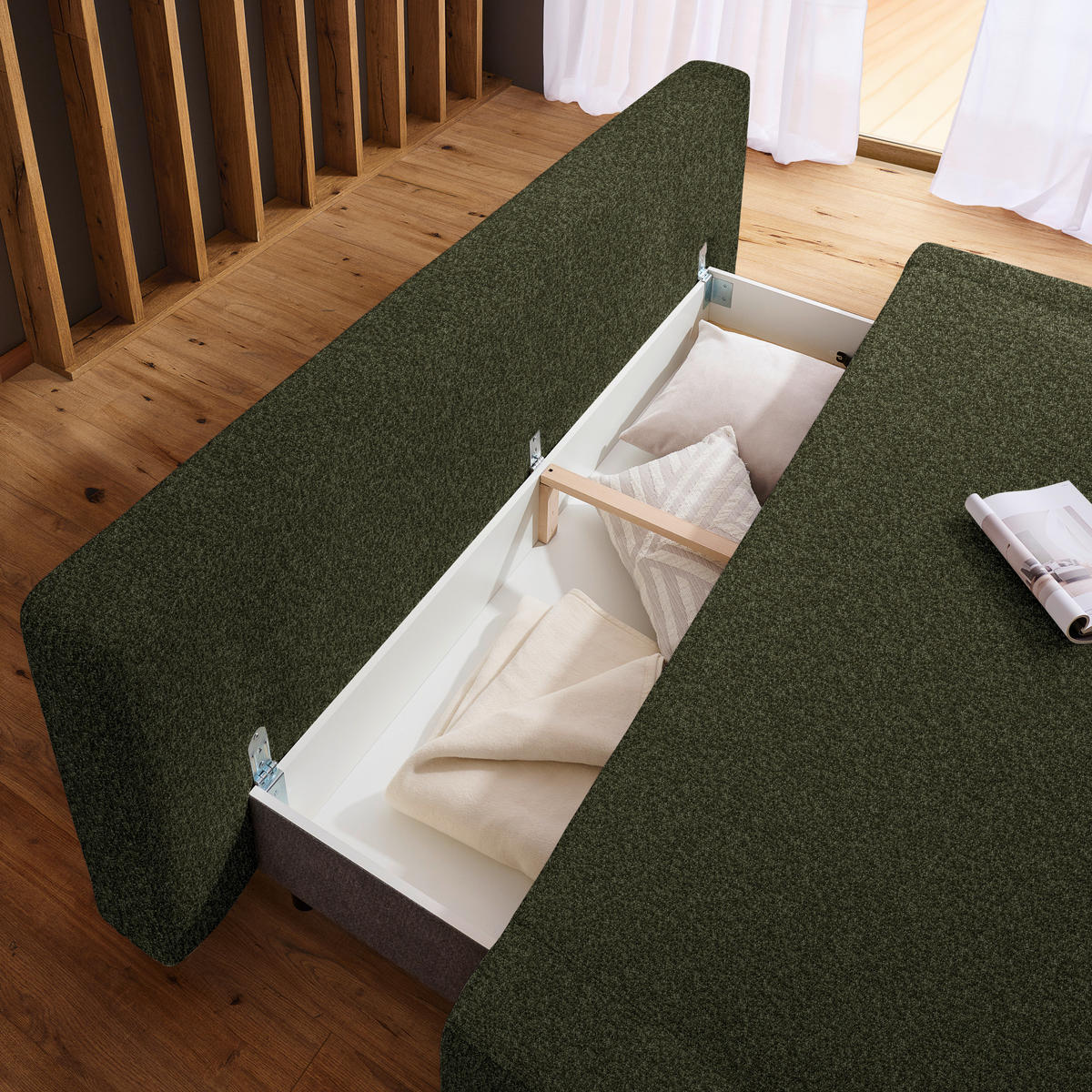 SCHLAFSOFA in Textil Olivgrün  - Naturfarben/Olivgrün, Design, Holz/Textil (211/88/102cm) - Niels Andersson