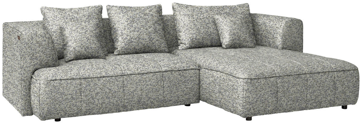 ECKSOFA Webstoff Greige  - Greige/Schwarz, Design, Kunststoff/Textil (288/188cm) - Welnova