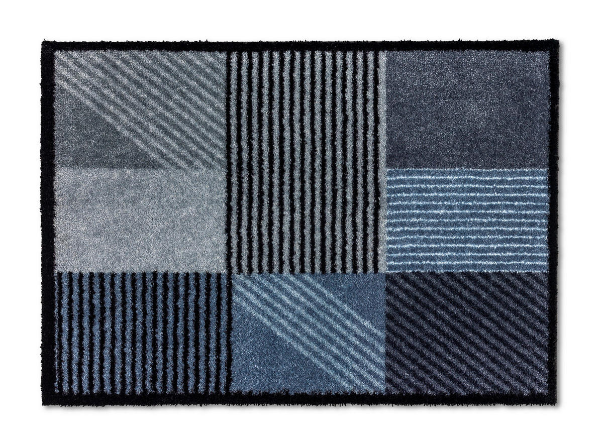 FUßMATTE  50/70 cm  Blau, Grau, Schwarz, Türkis  - Türkis/Blau, KONVENTIONELL, Textil (50/70cm) - Schöner Wohnen