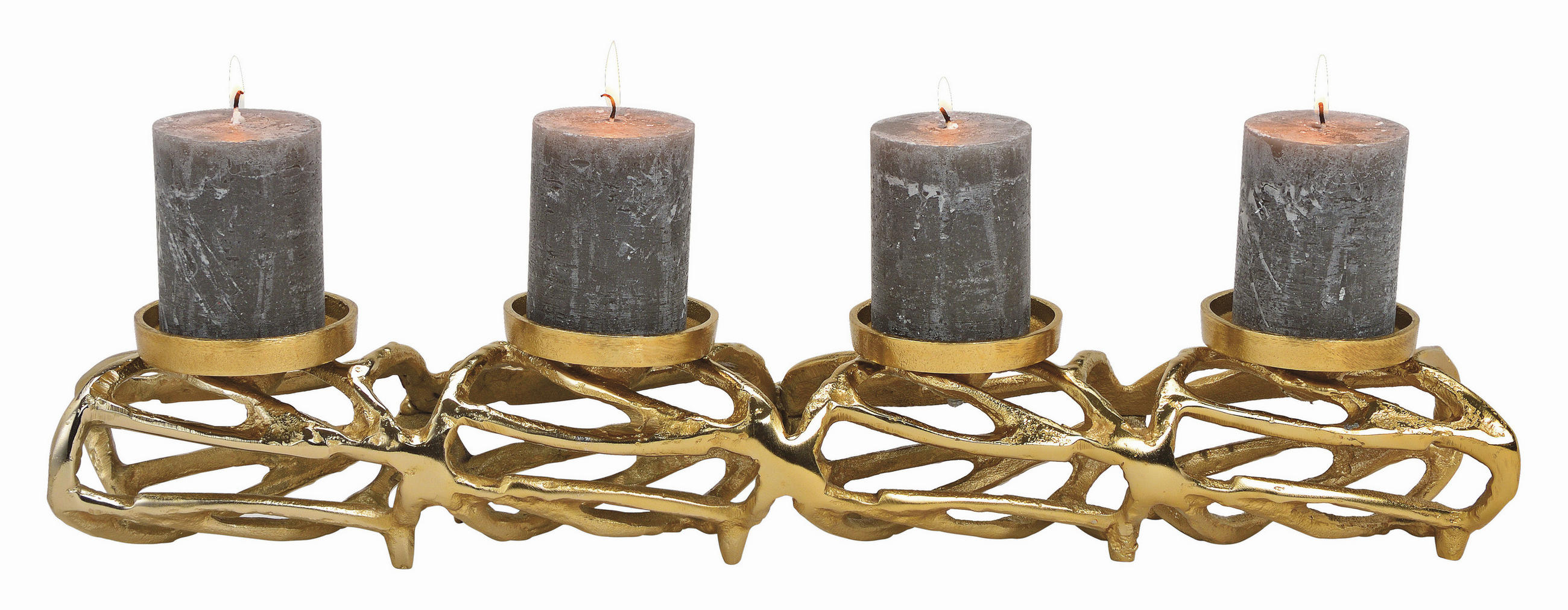 ADVENTSKERZENHALTER - Goldfarben, KONVENTIONELL, Metall (61/9/10cm)