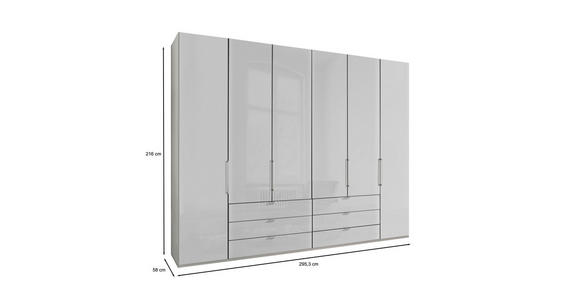 DREHTÜRENSCHRANK 300/216/58 cm 6-türig  - Chromfarben/Weiß, KONVENTIONELL, Glas/Holzwerkstoff (300/216/58cm) - Dieter Knoll