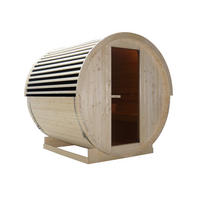 SAUNA für 4 Personen Nyborg  - Naturfarben, KONVENTIONELL, Glas/Holz (204,9/194,9/194,2cm)