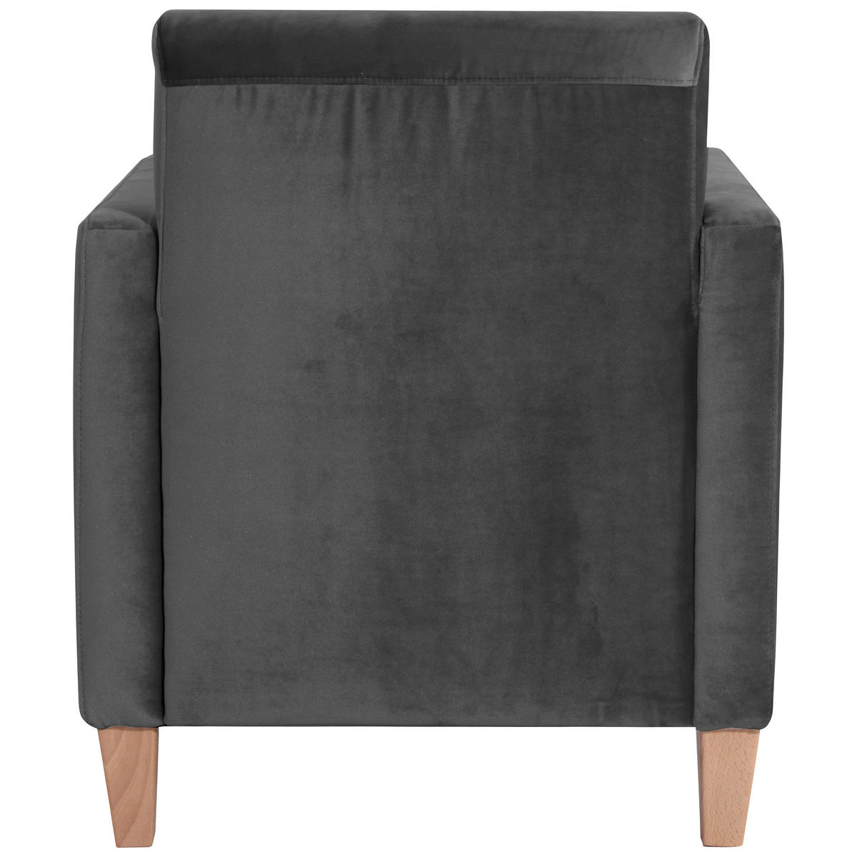 SESSEL in Samt, Velours Anthrazit  - Anthrazit/Naturfarben, Design, Holz/Textil (71/81/70cm) - Max Winzer