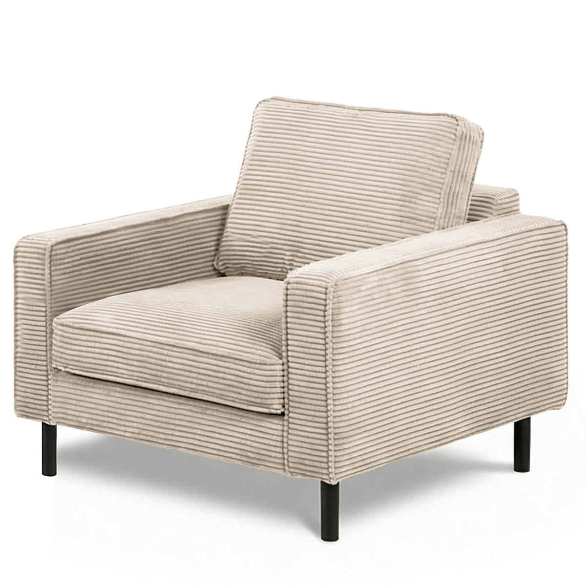 SESSEL in Cord Hellgrau  - Hellgrau/Schwarz, Design, Textil/Metall (88/85/92cm) - Livetastic