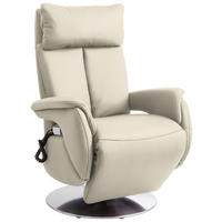 RELAXSESSEL in Leder Weiss  - Weiss/Edelstahlfarben, Konventionell, Leder/Metall (78/110/81cm) - Cantus