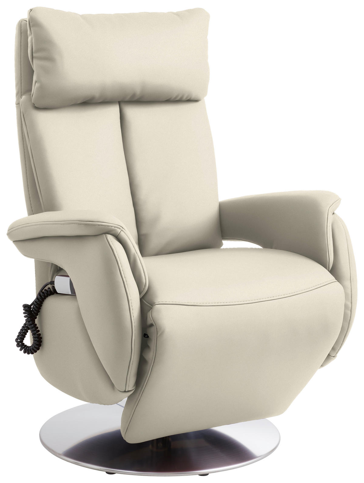 RELAXSESSEL in Leder Weiss  - Weiss/Edelstahlfarben, Konventionell, Leder/Metall (78/110/81cm) - Cantus