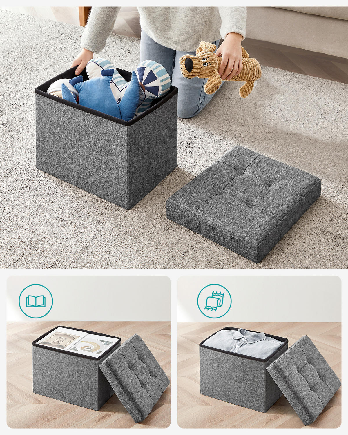 SITZBOX  - Grau, Basics, Textil (41/31/31cm)