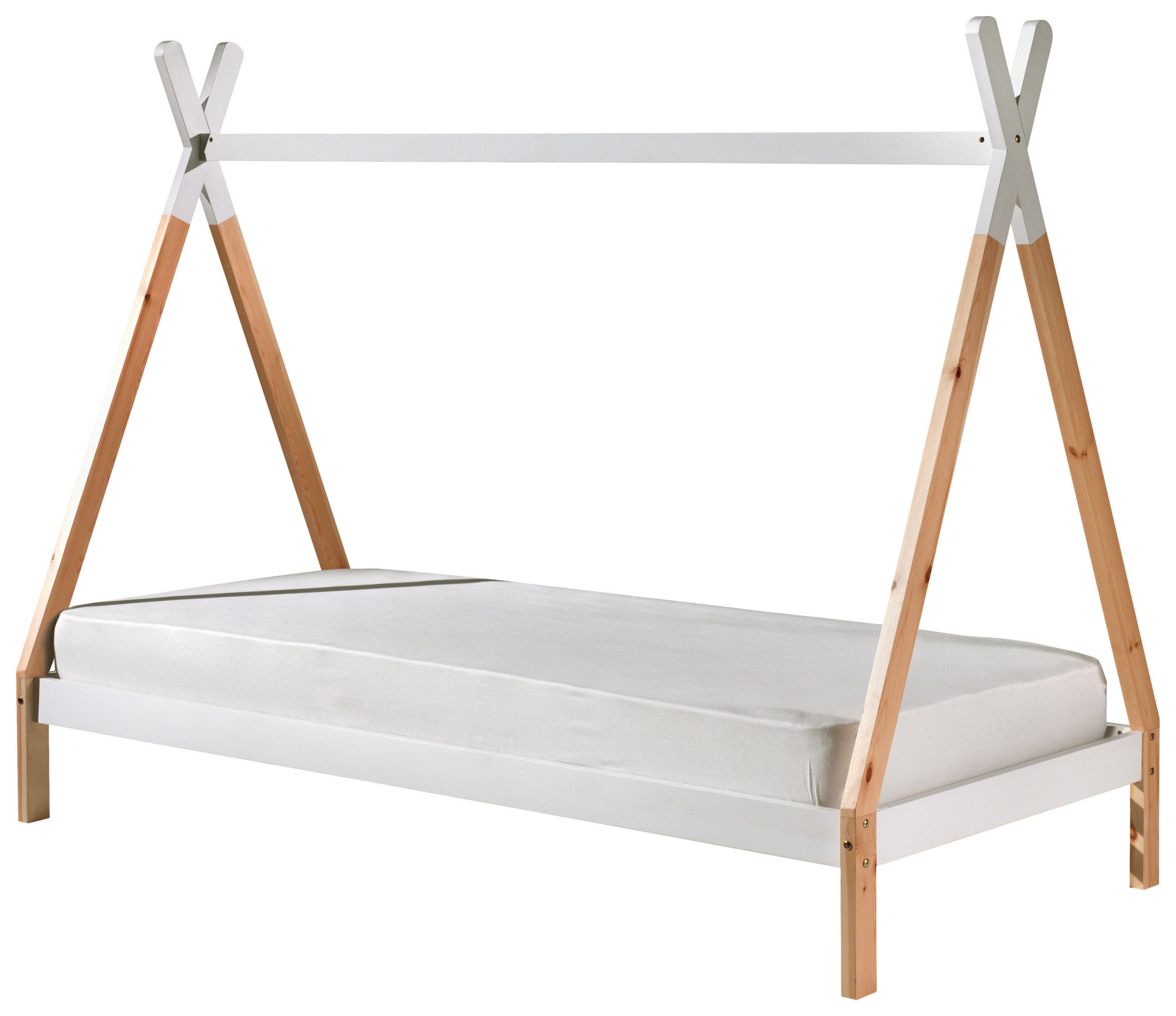 DOMČEKOVÁ POSTEĽ, 90/200 cm biela, farba borovice - biela/farba borovice, Modern, drevo (90/200cm) - MID.YOU