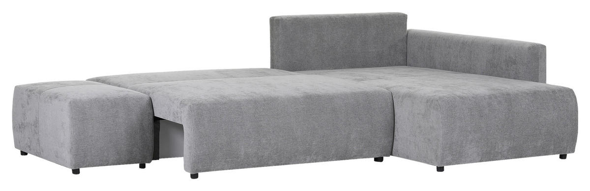 ECKSOFA in Flachgewebe Grau  - Schwarz/Grau, Konventionell, Kunststoff/Textil (295/200cm) - Carryhome