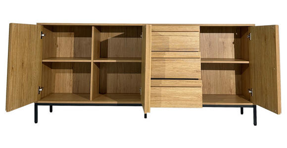 SIDEBOARD WABI in 180/81/40 cm - Eichefarben/Schwarz, Design, Holz/Holzwerkstoff (180/81/40cm) - Xora