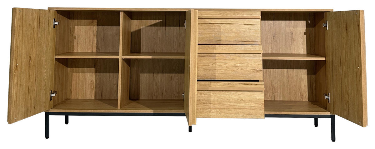 SIDEBOARD WABI  in 180/81/40 cm  - Eichefarben/Schwarz, Design, Holz/Holzwerkstoff (180/81/40cm) - Xora