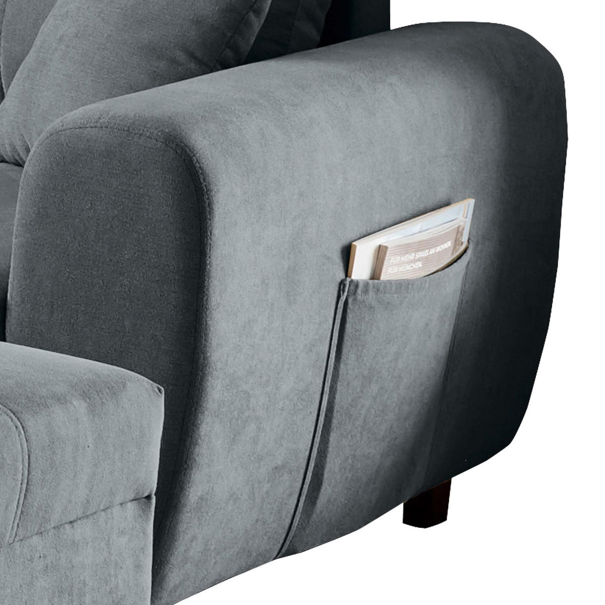 ECKSOFA inkl. Hocker Anthrazit Mikrovelours  - Anthrazit/Schwarz, Basics, Kunststoff/Textil (176/248cm) - MID.YOU