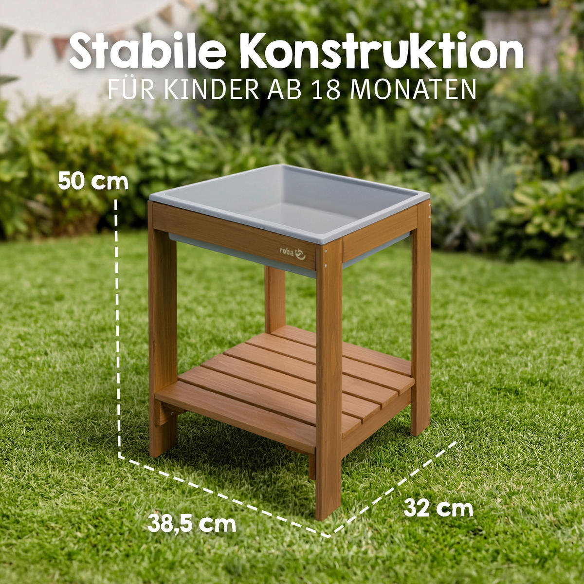 WASSERSPIELTISCH  - Teakfarben, Basics, Holz/Kunststoff (38,5/50/31,8cm) - Roba