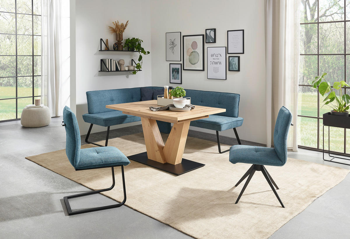 STUHL  in Stahl Flachgewebe Metall, Textil  - Blau/Schwarz, Design, Textil/Metall (46/91/62cm) - Dieter Knoll