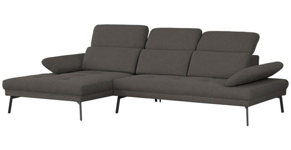 ECKSOFA Anthrazit Webstoff  - Anthrazit/Schwarz, Design, Textil/Metall (188/296cm) - Xora