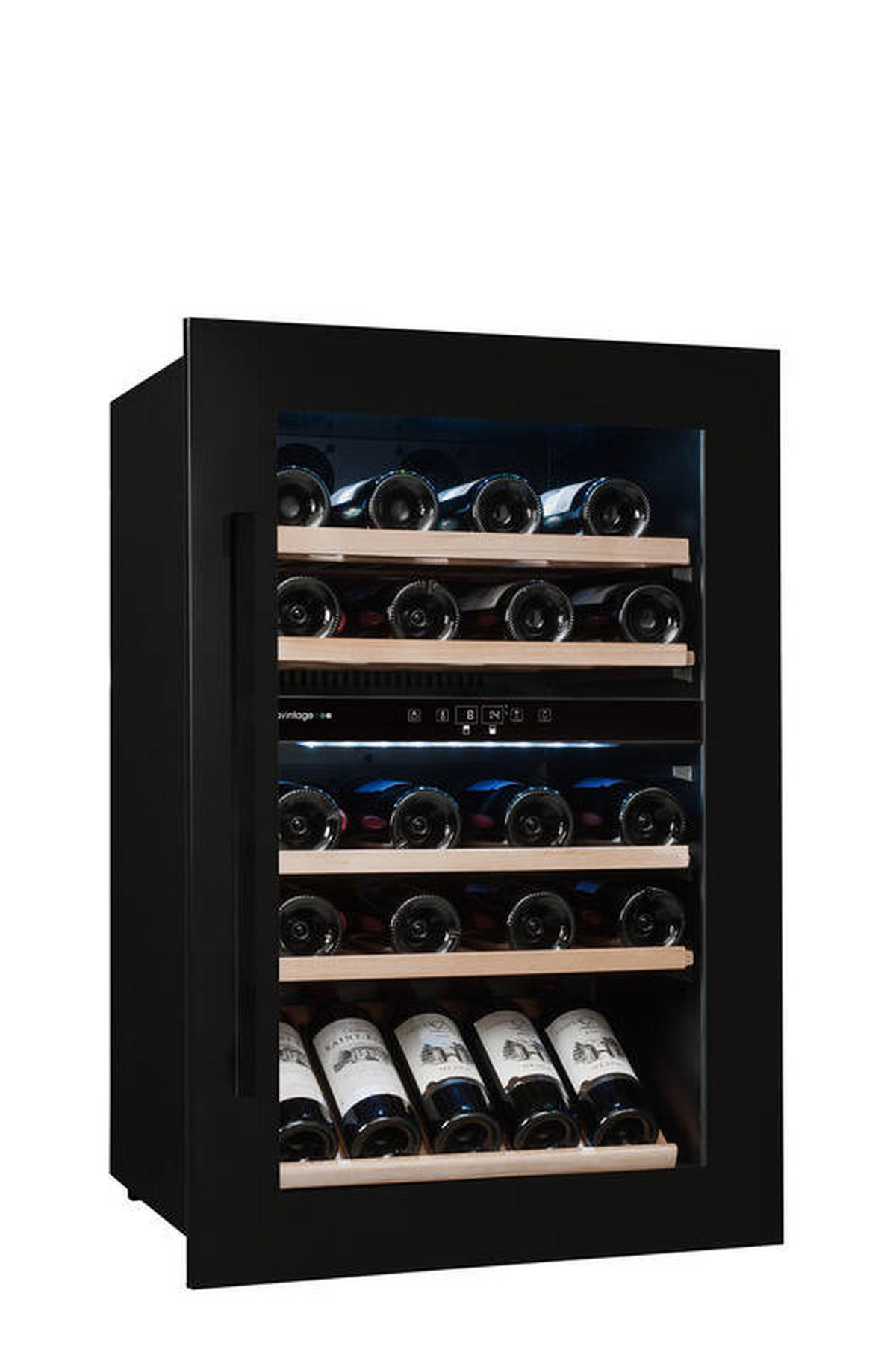 WEINKÜHLSCHRANK AVI88G2  - Schwarz, Basics, Glas/Holz (59,2/88,4/55,6cm)
